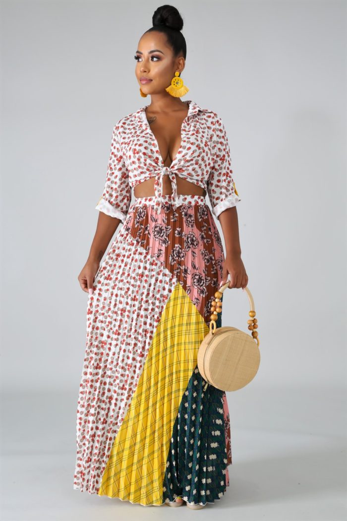 Patchwork Print Maxi Color Block Skirt Set – Critique’ Boutique