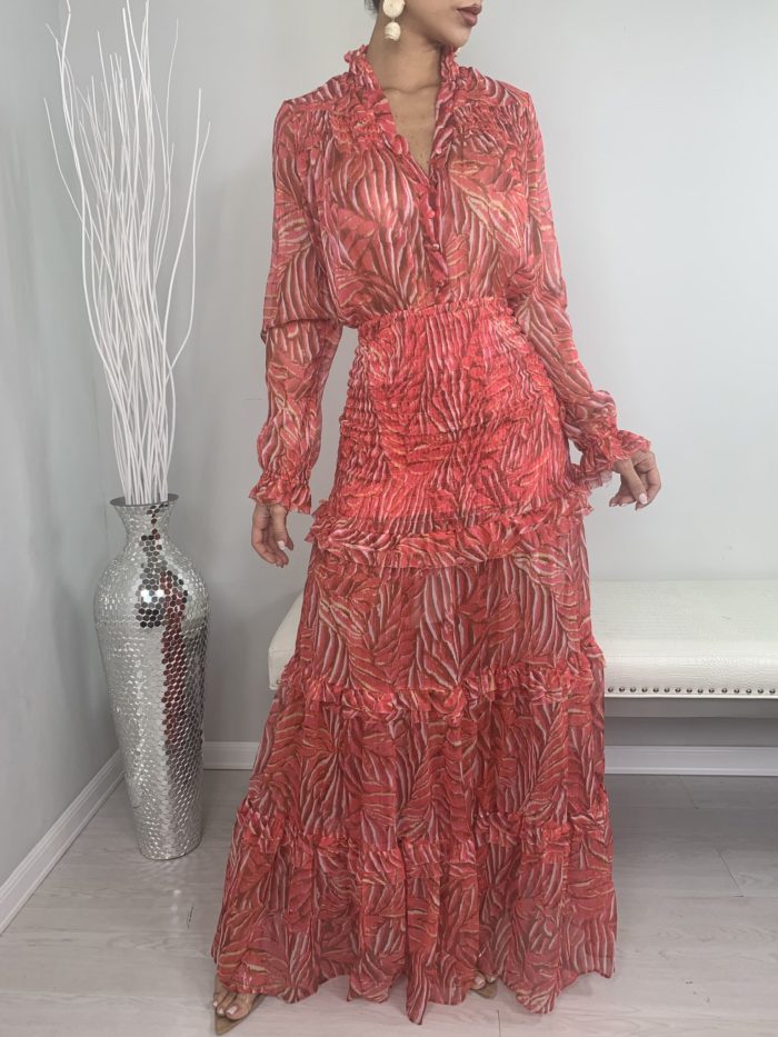 Print Ruffled Melina Maxi Dress – Critique’ Boutique