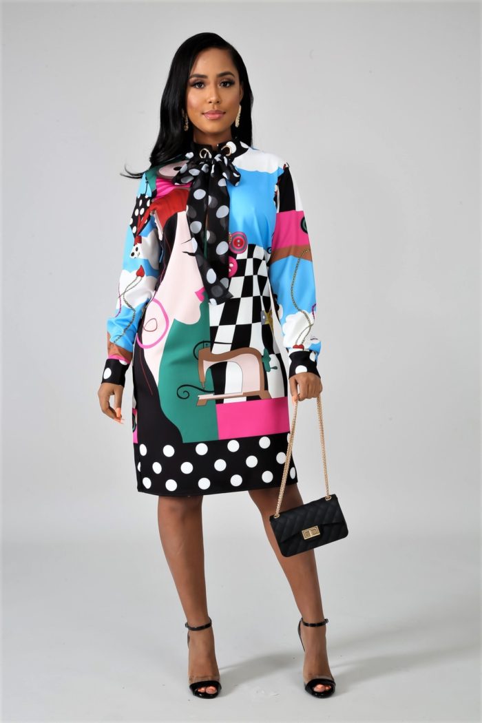 Multi Colored Mid Length Fashion Shirt Dress – Critique’ Boutique