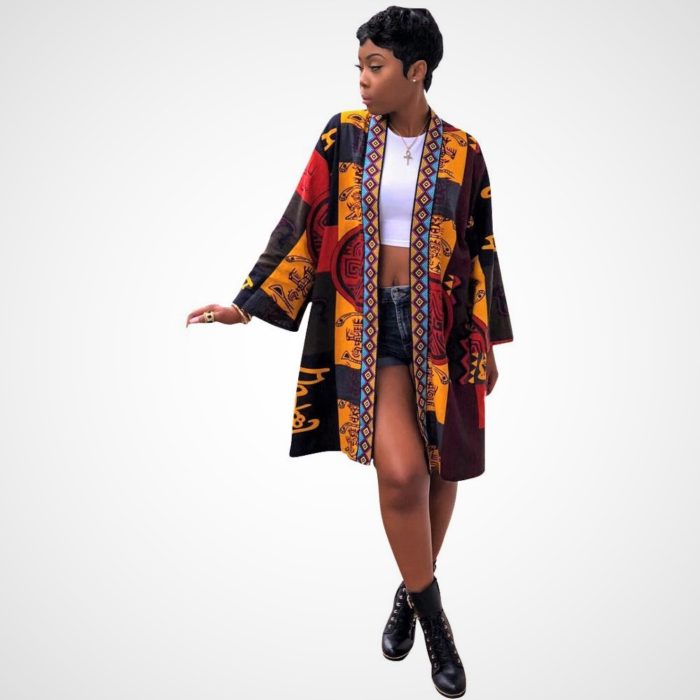Colorful Ethnic Print Light Weight Knee Length Jacket – Critique’ Boutique