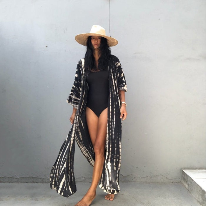 Geometric Print Hooded Kimono Beach Cover Up – Critique Boutique