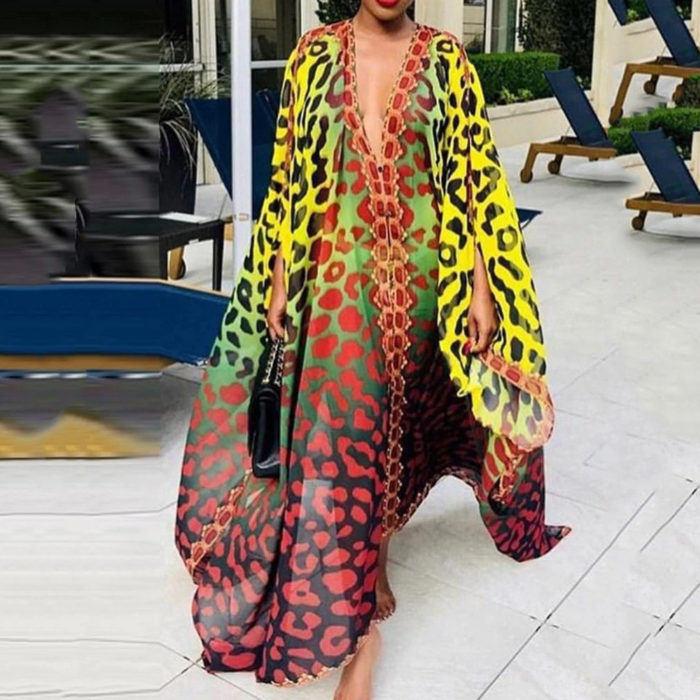 Colorful Print Split V Neck Maxi Dress – Critique Boutique